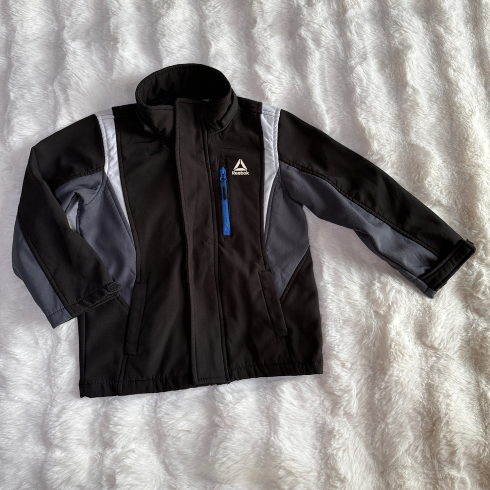 Reebok Black and Gray Jacket with Blue Detail |Size 4-5 Y